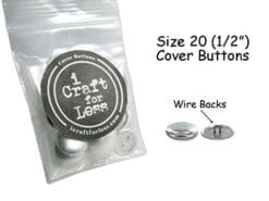 Cover Buttons - 1/2" (SIZE 20) - WIRE BACKS - QTY 150