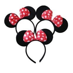 CHuangQi Mickey Mouse Ears Solid Black and Red Bow Headband for Boys and Girls Birthday Party Celebration or Event with a Specially Crafted Gift (Pack of 24)