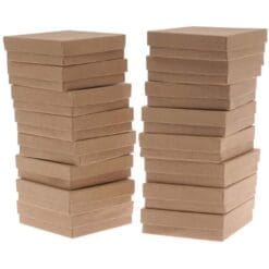 Kraft Brown Square Cardboard Jewelry Boxes 3.5 x 3.5 x 1 Inches (16)