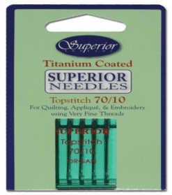 5 Superior Titanium-Coated Top Stitch Needles #70/10