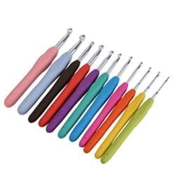 eBoot Multi Colored Crochet Hook Knitting Needle Set Non Slip, Size 2mm - 8mm (11 Pieces, Black)