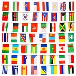 SPJ: International Flags String 100 Country Cloth Banner Length 82feet Colorful Various Party Events Olympic Decorations (8.2'' ?? 5.5'' 100countries)