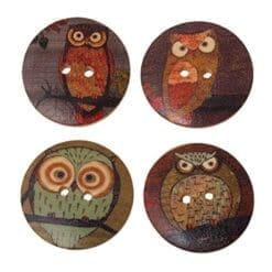 HOUSWEETY 50PCs Wooden Buttons Owl Cartoon Pattern Fashion 2-hole Sewing Scrapbook DIY