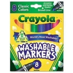 Crayola Broad Point Washable Markers, 8 Markers, Classic Colors Pack of 6