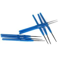 Generic 8 Sizes Blue Handle Stainless Steel Crochet Hooks Knitting Needles 0.6-1.75mm (Pack of 8)