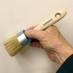 Chalk Paint and Wax Brush by Dover's has a MEDIUM Flat Oval Head (2"x1.25") of Natural Boar Hair Bristles Set in Epoxy in a Rust-Proof Band for Maximum Paint Holding and Minimal Stroke Marks