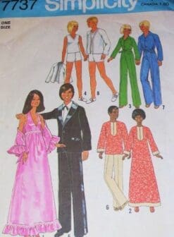 Simplicity 7737 Barbie Sewing Pattern, Wardrobe for 11 1/2" Fashion Doll, Such As Barbie, 1980s Fashion