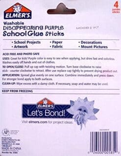 Elmer's Washable Disappering Purple Glue Jumbo Sticks (4pack)