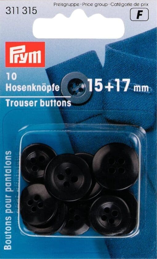 Prym Trouser buttons 15+17mm bk 311315