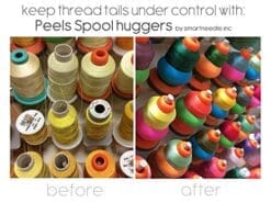 PEELS THREAD SPOOL HUGGERS (12 Pieces), Keep Thread Tails Under Control preventing unwinding.Works great on Thread Racks. Works on Sewing, Quilting and Embroidery thread Spools.