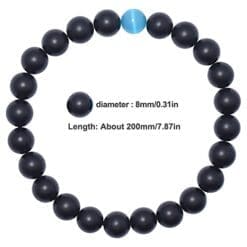 Men Bracelet-Natural Genuine Matt Black Agate Gem Bead, maxin 8MM Healing Power Crystal elastic Bracelet