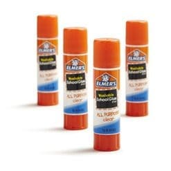 Elmer's All Purpose School Glue Sticks, Clear, Washable, 4 Pack, 0.24-ounce sticks