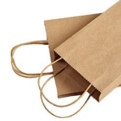 Halulu 100pcs 5.25x3.75x8 Brown Kraft Paper Retail Shopping Bags with Rope Handles