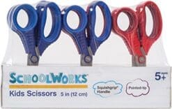 SchoolWorks 5 Inch Squishgrip Pointed-tip Kids Scissors, Classpack of 12 (105580-1003)