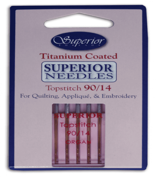 5 Superior Titanium-Coated Topstitch Needles #90/14