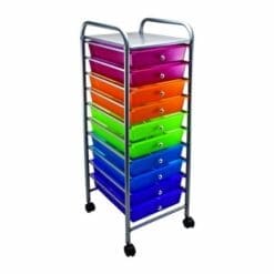 Advantus 10-Drawer Rolling Organizer, 37.6 x 13 x 15.4 Inches, Multi-Colored (AVT34004)