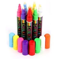 ChalkTastic CHALK MARKERS & Pens by FANTASTIC ChalkTastic BEST for Kids Art Menu Board Bistro Boards - 8 Glass & Window Markers & Erasable Pens - Reversible 6mm Fine or Chisel Tip - Bright Neon Colored Plus White