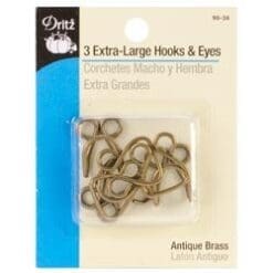Bulk Buy: Dritz (3-Pack) Extra Large Hooks & Eyes 3/Pkg Antique Brass 98-38