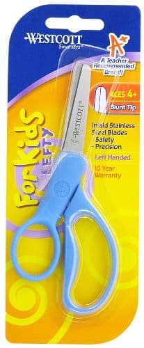 Westcott School Kumfy Grip Left Handed Kids Scissors, 5-Inch, Blunt, Colors Vary (13594)