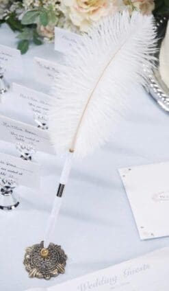 Darice 35451-01 Feather Pen with Holder, White