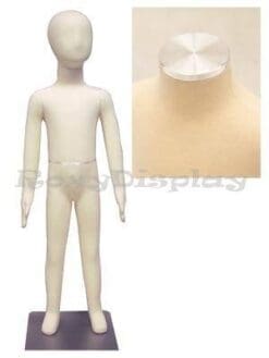(JF-CH05T) New Child dress Form 5 years old white jersey form cover, with head, flexible arms, fingers & legs, metal base