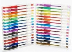 AmazaPens Gel Pens 30 Assorted Top Quality Coloring Pens with Storage Case | 40% More Ink Than Other Gel Ink Pen Sets | Glitter, Metallic, Flouro, Classic for Adult Coloring Books and Art & Craft Use