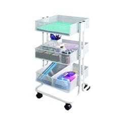 Storage Studios Mobile Craft Cart with Dividers, 27.5 x 15.1 x 13.9", White