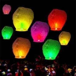 50 Pcs Assorted Color Chinese Paper Lanterns Sky Fire Fly Candle Lamp for Wish Wedding Party
