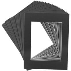US Art Supply Art Mats Brand Premier Acid-Free Pre-Cut 11x14 Black Picture Mat Matte Sets. Includes a Pack of 25 White Core Bevel Cut Mattes for 8x10 Photos, Pack of 25 Backers & Pack of 25 Crystal Clear Plastic Sleeves Bags.