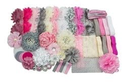 JLIKA Fashion Headband Kit - Baby Shower Games Headband Station Party Supplies for DIY Hair Bow Maker - Make 32 Headbands and 5 Clips - Paris Inspired Collection
