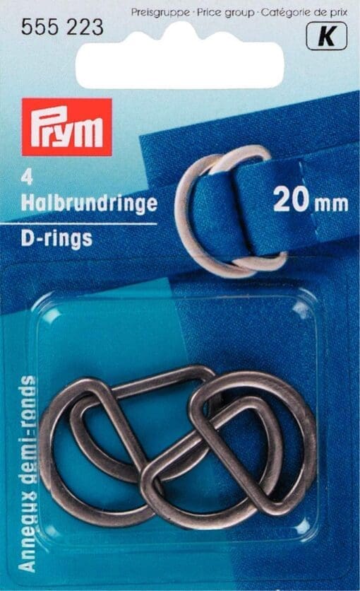 Prym D-rings 20mm antique silver 555223