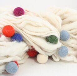 Thick and Thin Worsted Weight Colorful Wool Felt Ball Yarn - White - 100 Grams/50 Yard Skein