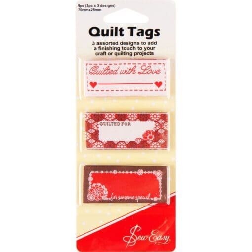SewEasy Quilt Tags Art#ER991 - 9pc (3pc x 3designs), 70mmx25mm