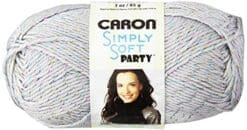 Caron Simply Soft Party Yarn, 3 Ounce, Silver Sparkle, Single Ball