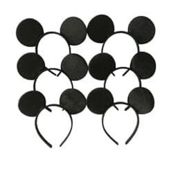 Mickey Mouse Ears Solid Black Headband for Boys and Girls Birthday Party Celebration Event (Pack of 12)