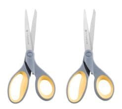 Westcott Titanium Bonded Scissors, Straight-Handle, Pointed Tip, 8-Inch, Gray/Yellow, 2-pack (13901)