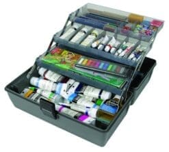 ArtBin Upscale Tool Box with Metal Links- Slate Grey, 3-Tray Art Supply Box, 8413