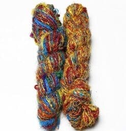Happy Classy Recycled Sari Silk 2 skeins 200 grams Total Worsted Weight Multi Color