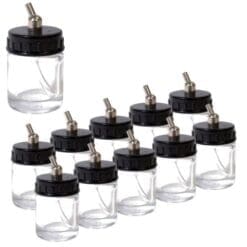 Master Airbrush?? Brand Box of 10-each TB-002 3/4-Ounce, (22cc) Glass Bottle Air Brush Depot Airbrushing Accessories, Works with Master, Badger, Paasche Airbrushes, Also Includes a (FREE) How to Airbrush Training Book to Get You Started