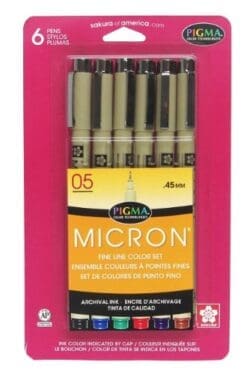 Sakura 30065 6-Piece Pigma Micron Assorted Colors 05 Ink Pen Set