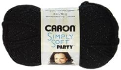 Caron Simply Soft Party Yarn, 3 Ounce, Black Sparkle, Single Ball