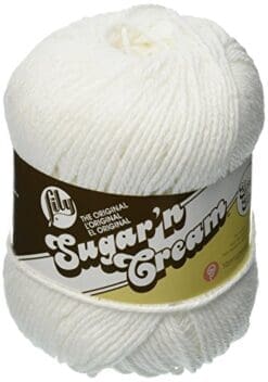 Lily Sugar 'N Cream Super Size Yarn, 4 Ounce, White, Single Ball