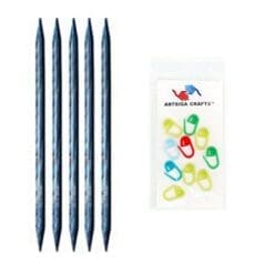 Knitter's Pride Bundle: Dreamz Double Pointed 6-inch (15cm) Knitting Needles; Size US 11 (8.0mm) + 10 Artsiga Crafts Stitch Markers 200135