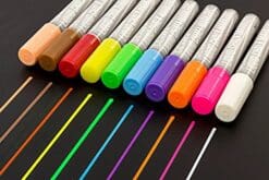 Fluorescent Liquid Chalk Markers (10 Pack) By Kassa - Child Safe (Non-Toxic) - 2 Tip Sizes (6 and 4 mm) Chalkboard Paint Markers - Erasable Ink for Chalk Board (Nonporous), Glass and Windows