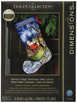 Dimensions Crafts Needlecrafts Gold Collection Counted Cross Stitch Stocking Kit, Santa's Flight