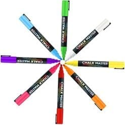 Chalkmaster Liquid Chalk Markers - 8 Color Bright Neon Liquid Chalk Premium Artist Quality Marker Pen Set + 2 FREE Additional 6 mm Reversible Chisel to Bullet Point Tips - 100% Satisfaction Guarantee