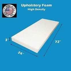 FoamTouch Upholstery Foam Cushion High Density, 3" H x 24" W x 72" L