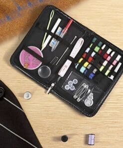 Sewing Kit Kasimir 42 Premium Sewing Supplies in a Mini Size Carrying Case Best Accessories for Kids Adults Professional College Dorm Home Travel and Emergency (Black)