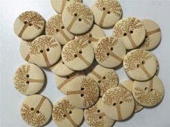 50 Pack Natural Wood Buttons Large, 2 Holes with Sculpture Tree Pattern for Sewing Scrapbooking and DIY Craft(30mm)