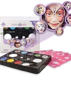 Face Painting Kit For Parties (Paints 50 - 80 Faces) FDA Compliant, Non-Toxic Paint - Vibrant Colors, Done-For-You Stencils, Shimmering Glitter Gels, Versatile Brushes, Sponges, Foam Applicator